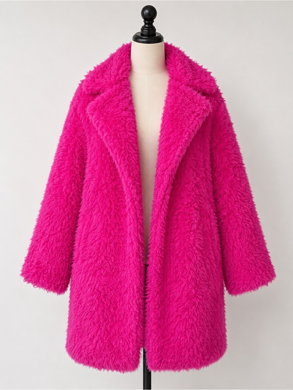NWT SHEIN SXY Hot Pink Fuzzy Teddy Coat 4XL Statement Faux Fur Jacket